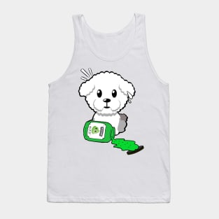 Cute Furry dog Spills a jar of wasabi sauce Tank Top